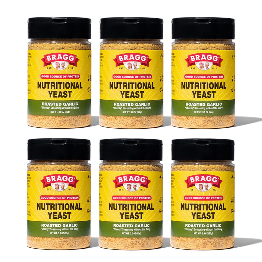 Bragg Nutricional Levedura assado alho tempero - (6 Pack) 3 onças - leite-livre queijo parmesão substituto - perfeito para saladas, massas, pipoca, e mais