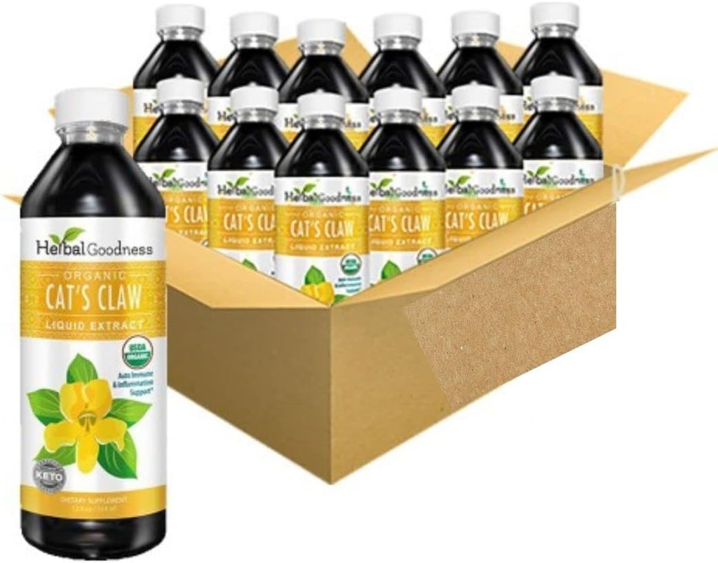 Extrato Líquido de Garra de Gato -Vegan -Gluten-Free - Extrato Líquido de Garra de Gato Orgânico -12oz - Bondade Herbal (Pacote de 12)