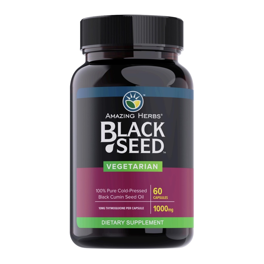 Incrivel Herbs Black Seed Oil Cápsulas - Black Seed Oil Pills, Black Cumin Seed Oil Cápsulas, Cold Pressed Nigella Sativa Supplement, Blackseed Oil, Non GMO, 100% Pure - 60 Cápsulas Vegetarianas, 1000 mg