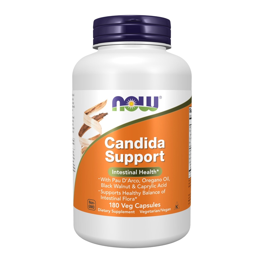 Now Foods Supplements, Candida Support with Pau D'Arco, Orégano Oil, Black Walnut & Caprylic Acid, 180 Veg Cápsulas