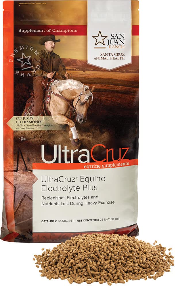 UltraCruz Equine Electrolyte Plus Suplemento para cavalos, 25 lb, Pellet (93 fornecimento dia),sc-516344