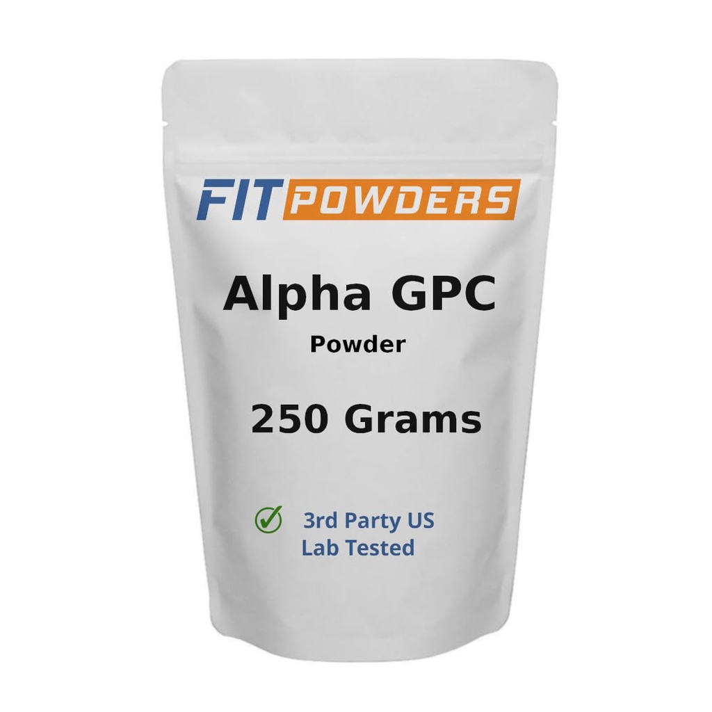 Alpha-GPC Pó 250 Grams, Não-GMO Alpha Suplemento GPC Choline Pó, Vegan, Terceiro partido testado, Pré-trabalho, Memória e Foco, com Scoop