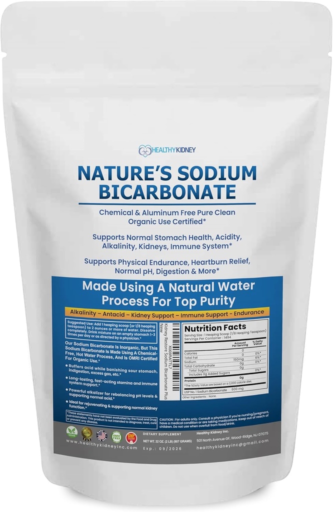 Bicarbonato de sódio orgânico uso de alumínio free Baking Soda. Nenhum pó de soda de cozimento puro químico para saúde e bem-estar. Bicarbonato de sódio 2 lb