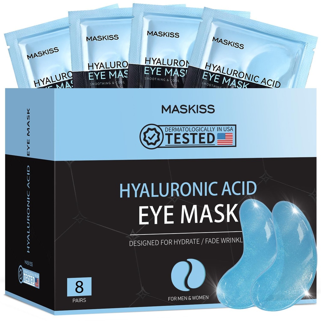 Sob patches de olhos (8 pares), máscaras de olhos de ácido hialurônico para círculos escuros Puffy Olhos Sacos Undereye, retalhos de olhos de colágeno para rugas e hidratar, presente de cuidados de pele para ela
