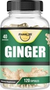 Cápsulas de Gengibre Raiz Fabricadas com Pó de Raiz de Gengibre Orgânico 2500mg por Serving, 120 Cápsulas Vegetais 40 Servings