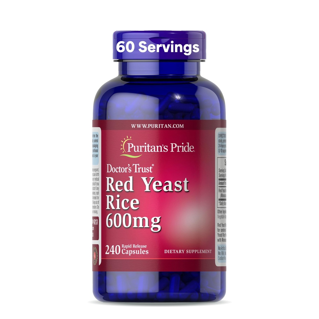 Puritan's Pride Doctors Trust® Red Yeast Rice 600mg, Suplemento dietético, 240 Cápsulas de libertação rápida
