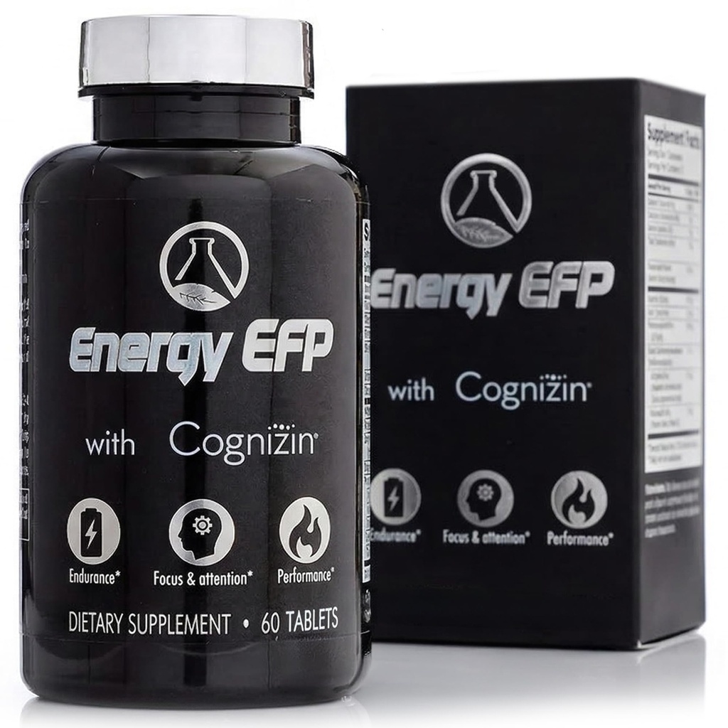 Energia EFP Brain Booster - 60Ct Nootropic Energy Supplements for Focus & Stamina with Citicoline, Vitamina B, Ashwagandha, L-Theanina, Ginseng