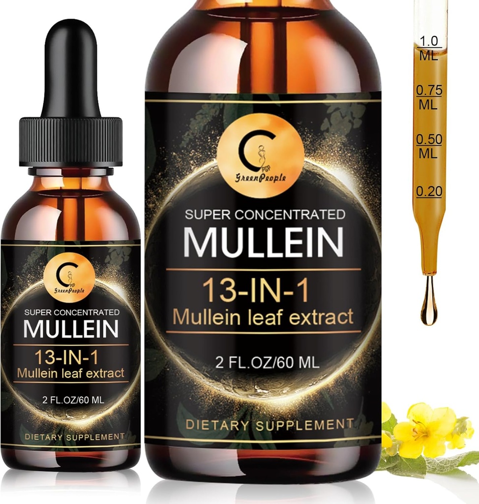 Mullein gotas para Lung, Mullein Leaf Extract, Tintura Líquida Mullein super concentrada,Vegan, Não-GMO, 2 FL OZ