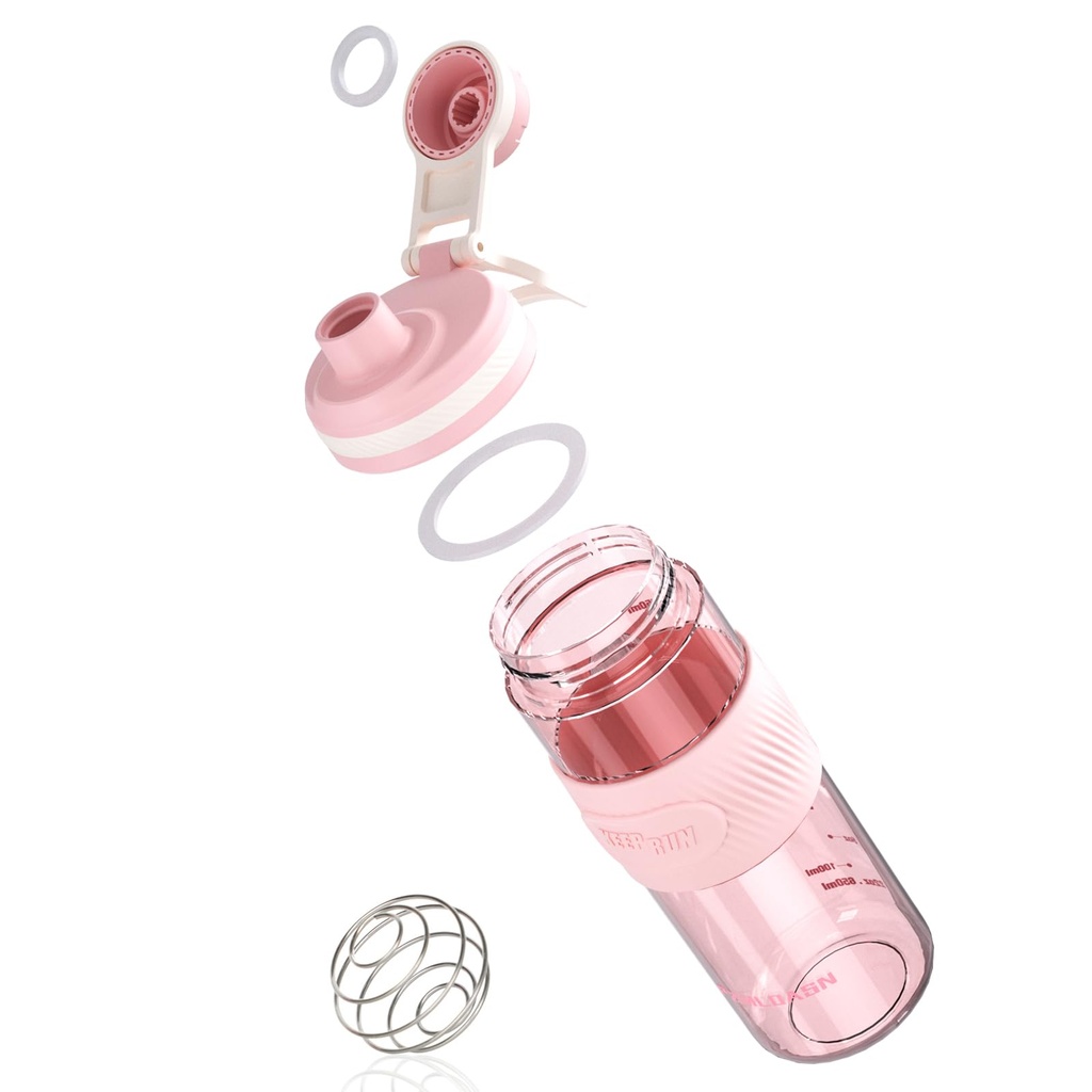 Shaker Garrafa - 650ml/23oz, Durable & Leak-Proof, Perfeito para Super Creamy Fitness Protein Shakes - Pink