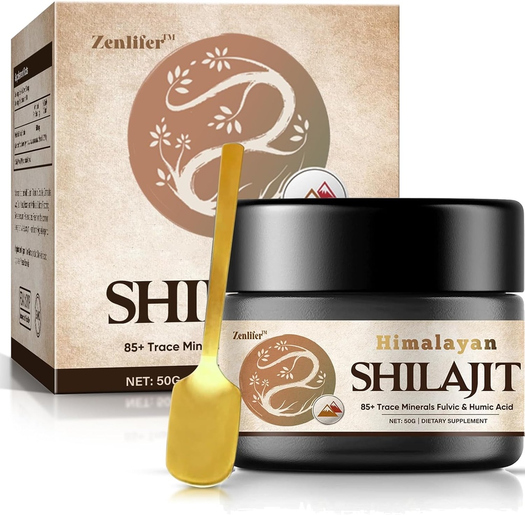 Shilajit Puro Himalaia Resina de Shilajit Orgânica, Resina de Suplemento Natural Orgânico de Shilajit com 85+ Trace Minerals & Ácido Fulvico para Energia, Suporte Imune