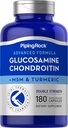 Piping Rock Glucosamine Chondroitin HSH e Turmeric 180 Cápsulas Suplemento Complexo         . Fórmula Dupla Força Avançada .
