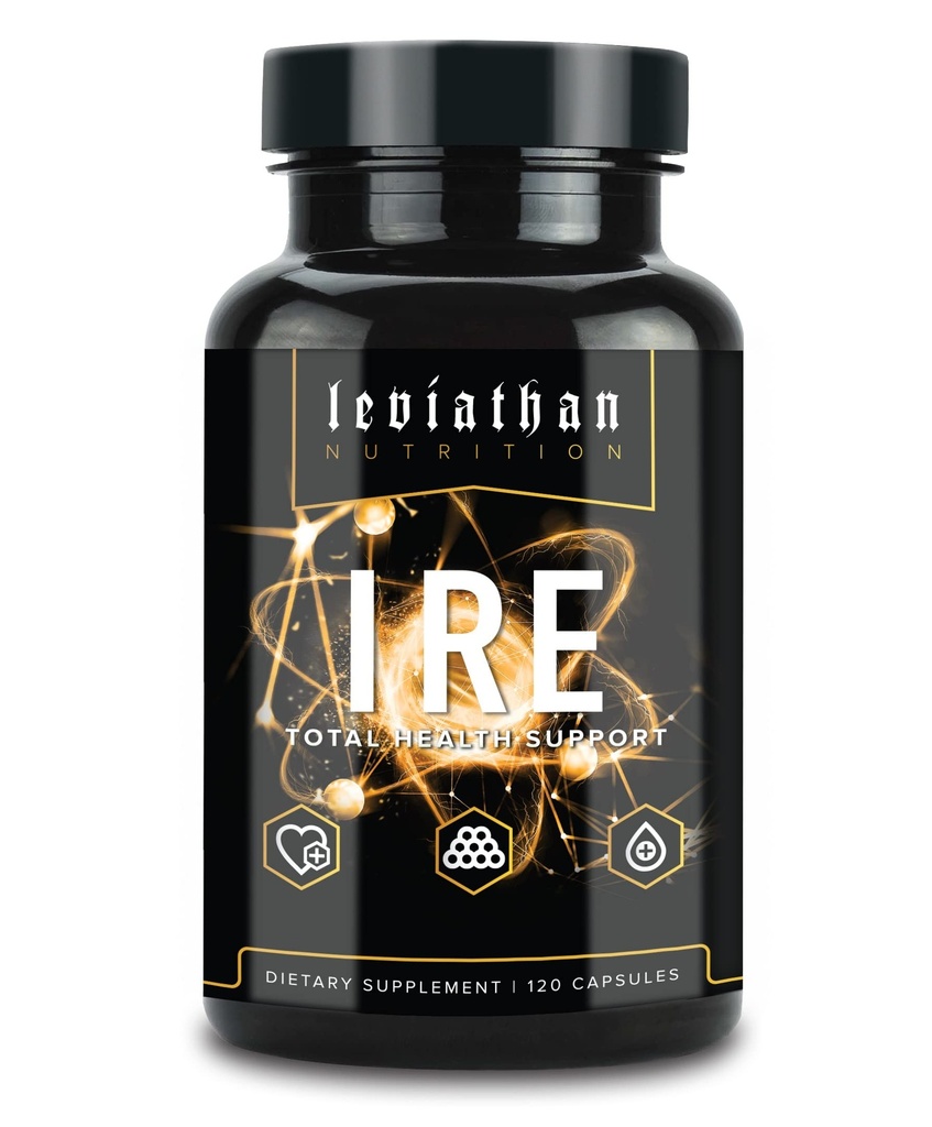 Suporte completo à saúde Leviathan IRE - Saúde geral e suporte antioxidante com Curcumina Turmérica Otimizada Longvida®, Sementes de uva, Berberine, Arjuna e Resveratrol