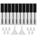 GTHER 10PCS 10ML garrafa de tubo de máscara vazia com vara de cílios, pastilhas de borracha e funis conjunto para óleo de rícino / growth, DIY creme recipiente com tampa, preto
