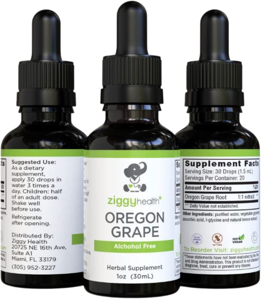 Premium Orgânico Oregon Root Tintura - Extrato Alcohol-Free, 1 oz Suporte de ervas