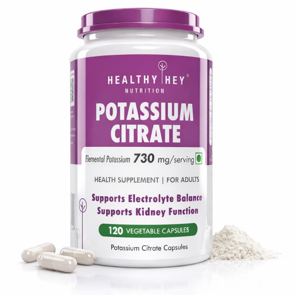 HealthyHey Nutrition Potássio Citrato 730mg - Cápsulas vegetais 120 contagem (Pacote de 1)