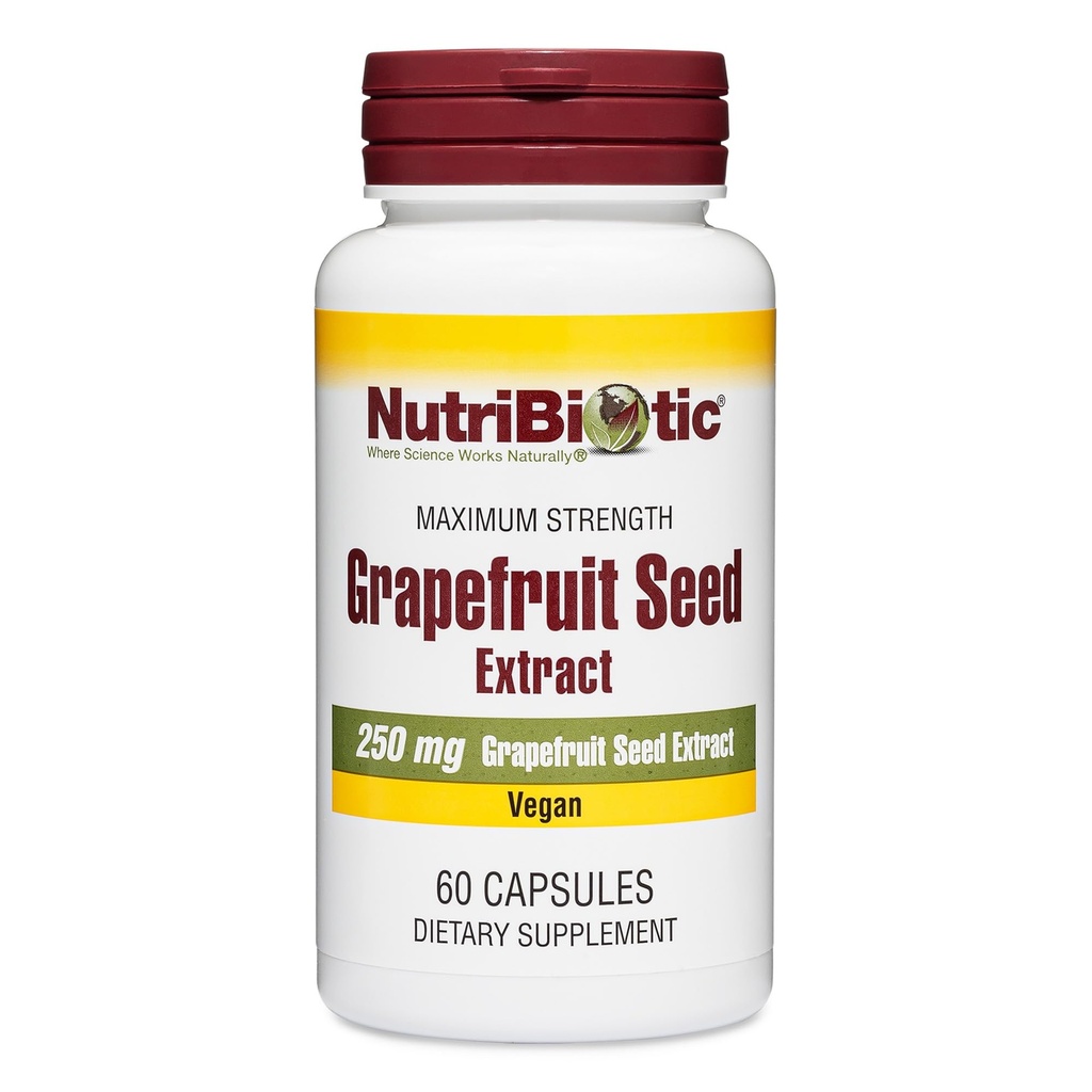 NutriBiotic – Cápsulas extraídas de sementes de toranja 250 mg, 60 Count - dosagem máxima com bioflavonóides