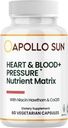APOLLO SUN Coração e Sangue+Pressão Suplemento Nutriente Matrix com Extrato de Hawthorn, Niacin, e COQ10, 60 Cápsulas Vegetarianas