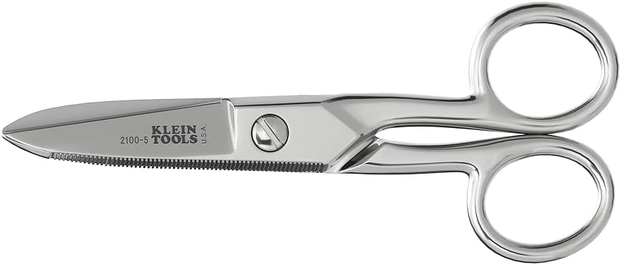 Klein Tools 2100-5 Tesouras elétricas, feitas nos EUA, tesouras compactas de 5,25 polegadas para corte pesado e trabalho de baixa tensão, multi-purpose