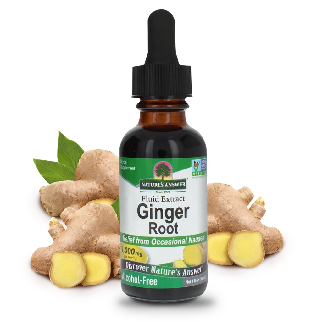 Resposta da natureza Gengibre raiz álcool Extrato grátis 1 Onça Suporta função do estômago Vegan