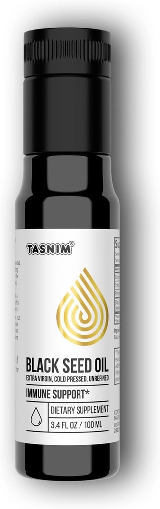 100% Etíope BlackSeed Oil 3.4 Fl Oz - Frio Pressionado Black Seed Oil para apoio imunológico, alta potência 5,7% - 21% de pele de timoquinona, cabelo & Overll Saúde - não refinado Black Cumin Seed Oil - Gluten Free