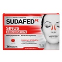 Comprimidos Sudaped PE Sinus Relief Relief, Força Máxima, Não-Drowsy 10 mg de fenilefrina HCI Descongestionante para Pressão do Sinus & Relive Congestionamento nasal, Devido ao frio ou alergias, 36 ct