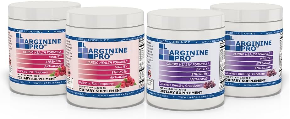 L-ARGININE PRO 5,500mg L-Arginina Plus L-Citrulina 1,100mg Framboesa & Uva em pó Suplemento de mistura para aumento da produção de óxido nítrico