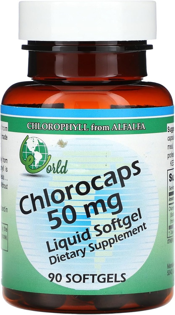 Clorocaps orgânicos mundiais - 50 mg - 90 Softgels