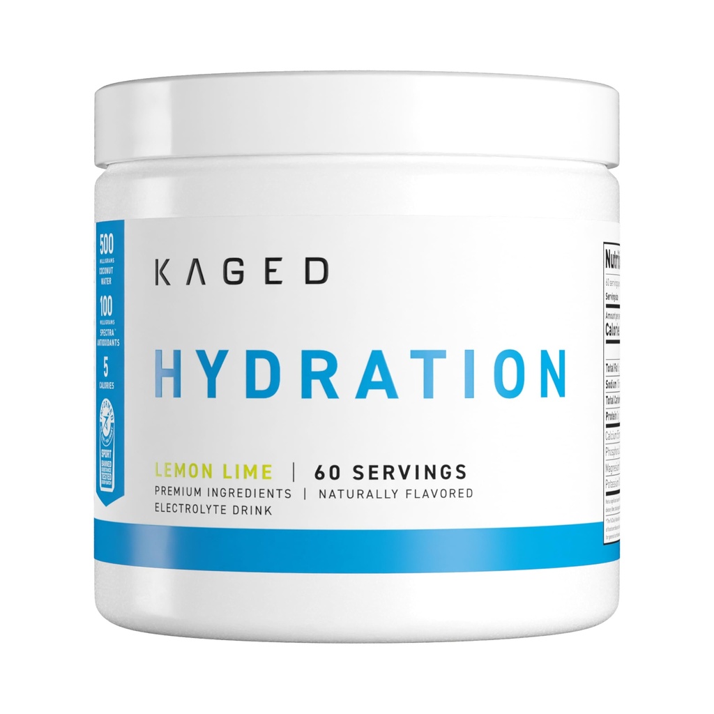 Kaged Hydration Electrolytes Powder Limão Limão Mix Bebida de esportes Hydra-Charge Pré, Post, Intra Workout □ Baixo carboidrato, Vegan, Gluten Free □ Suplementos para homens e mulheres