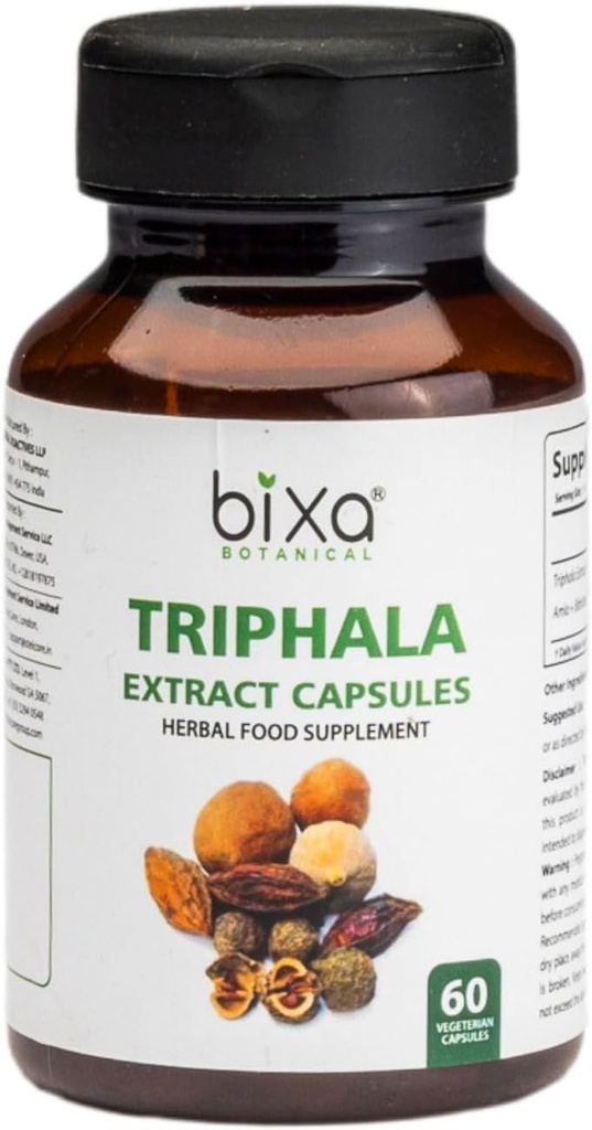 bixa BOTÂNICA Suplemento Natural de Ervas Ayurvédicas Triphala Extract Cápsula para Digestão e Absorção Saudáveis de Nutrientes (Amla + Haritaki + Bibhitak) (60 Count of 1))