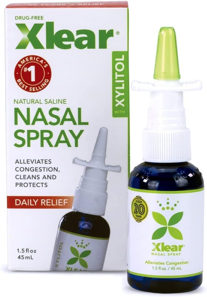 Xlear Natural Nasal Spray com Xilitol, 1,5 fl oz (Pacote de 3)