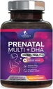 Vitaminas pré-natais com ácido fólico & DHA, apoio ao desenvolvimento do cérebro fetal com folato & Omega 3's, multivitamina pré-natal para mulheres, vitamina A, C, D, B6, B12 & ferro, suplemento de gravidez - 240 Softgels