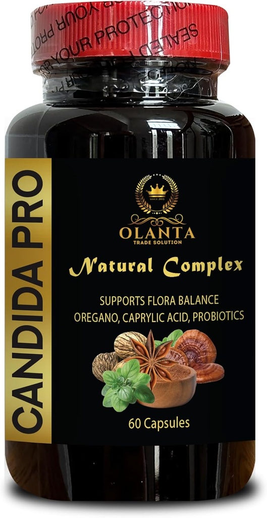 Candida Support Supplement - Extrato de nozes pretas, Gut Health Supplements for Women & Men, Advanced Candida Control Supplement - 1 frasco 60 cápsulas