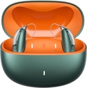 Aparelhos auditivos Bluetooth recarregáveis para perda auditiva leve a grave - OTC - Smart Fitting - RIC (Receiver-in-Canal) Design com redução de ruído - inclui caixa de carga, verde