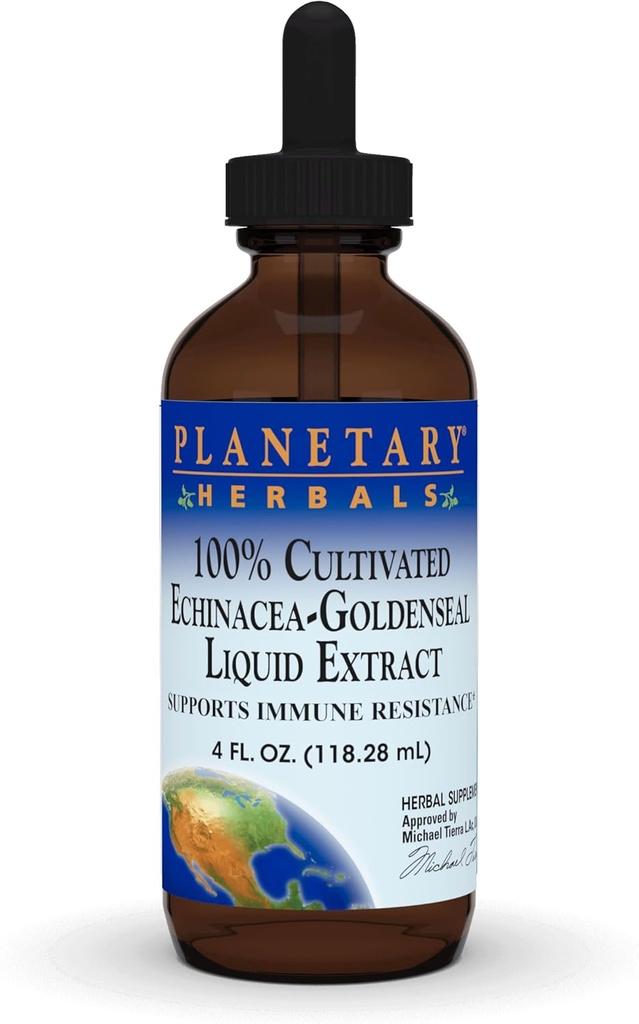 Herbais planetários 100% cultivados Echinacea-Goldenseal Extract, 4 onças