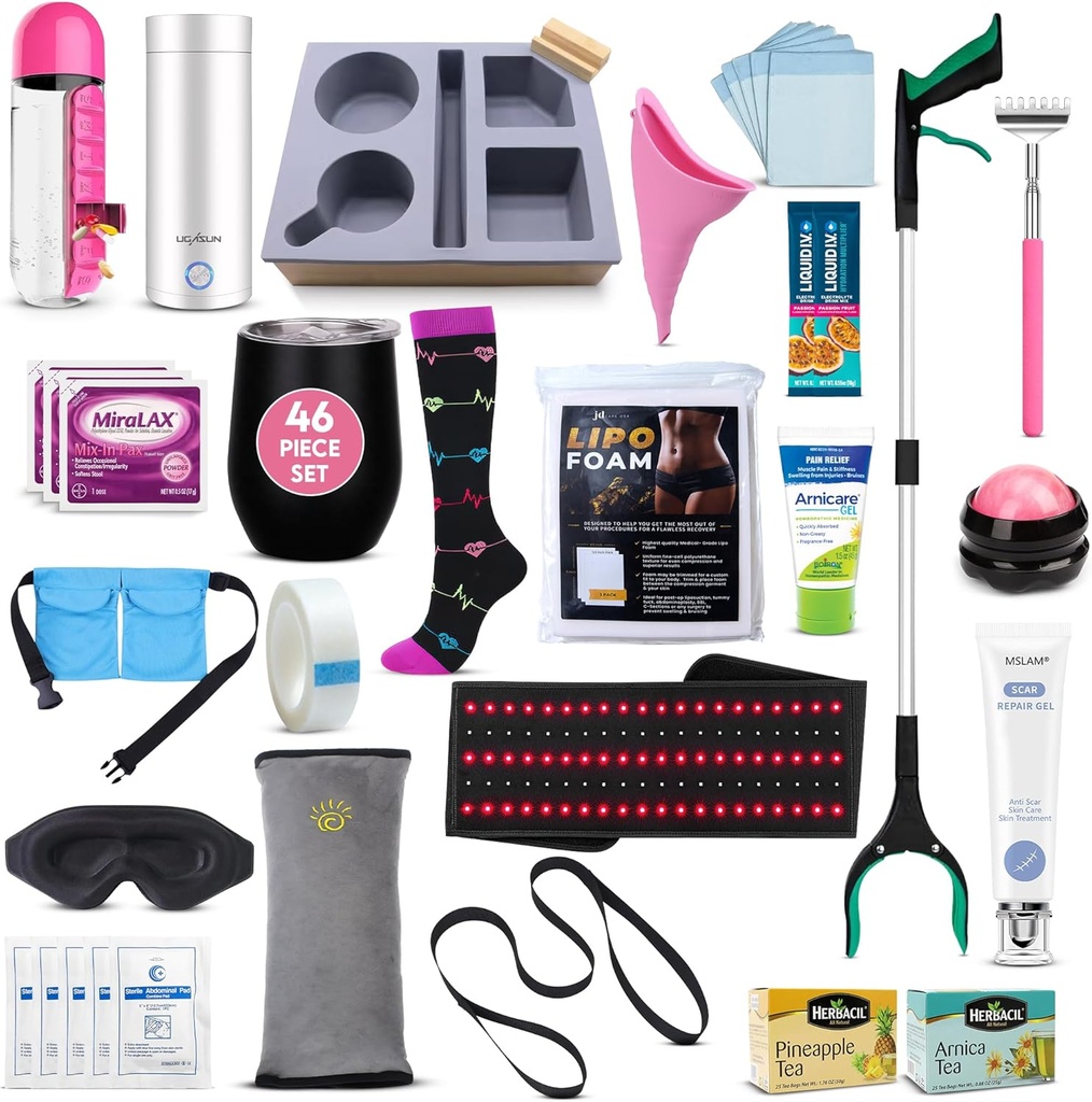Ultimate Tummy Tuck Recovery Kit com Scar Care Red Light Therapy Wrap - Suprimentos Premium pós-operação e deve ter Essentials para a reforma da mamãe