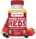 Sentir grandes vitaminas Superfruit Reds – Antioxidante Superalimento com polifenóis para o suporte antienvelhecimento e imune – Acai, Mangosteen, Romã, Mirtilo e muito mais – 60 Cápsulas