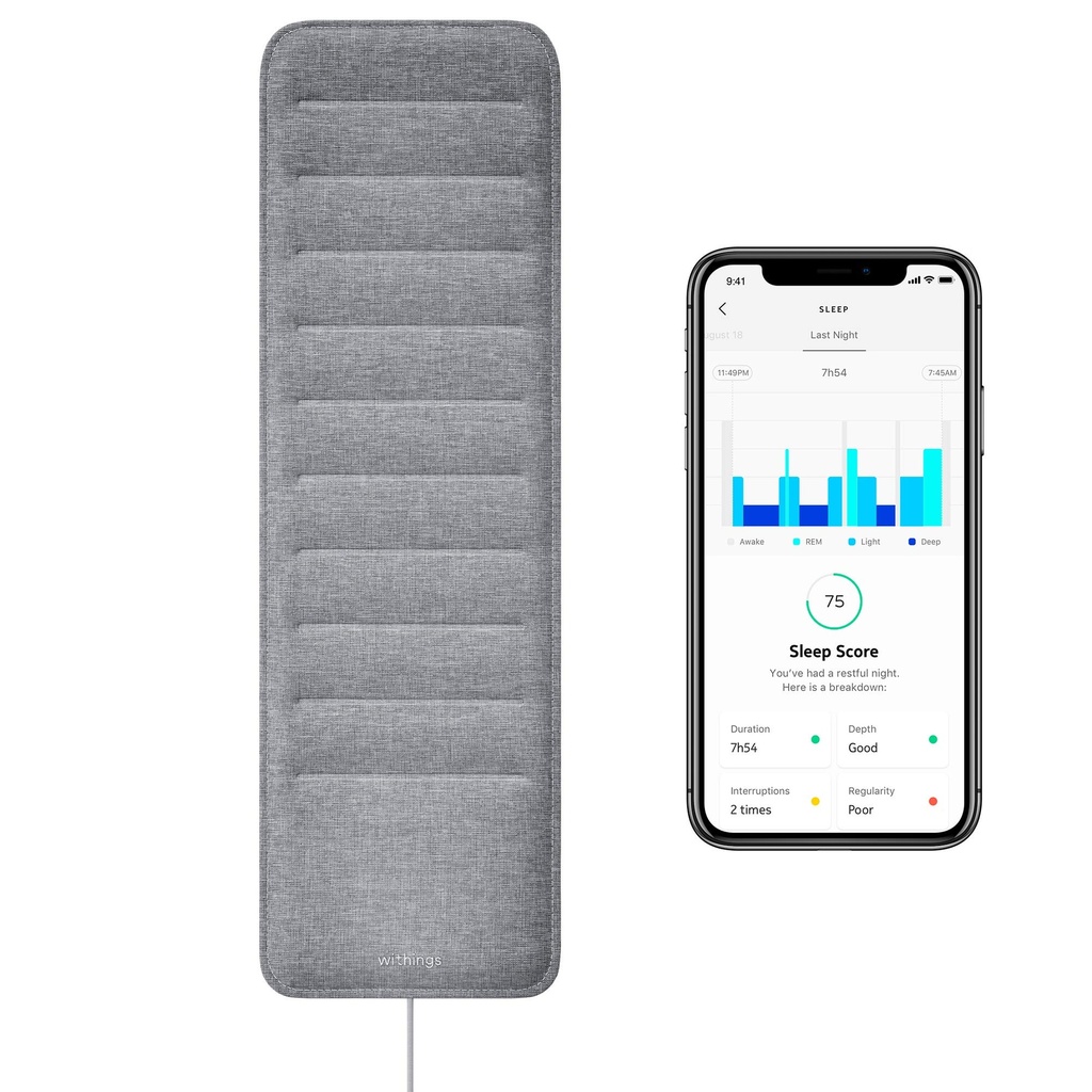 Withings Sono - Sono Rastreamento Pad sob o colchão com análise do ciclo do sono