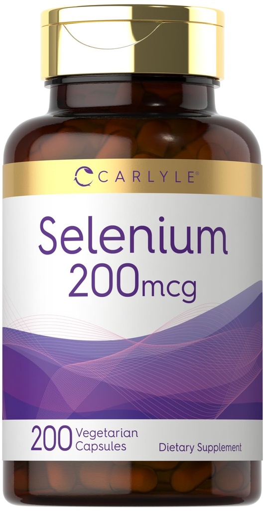 Carlyle Leveso Selênio Livre 200 mcg 200 cápsulas L-Selenometionina Essential Mineral - Vegetarian, Non-GMO & Gluten Suplemento gratuito