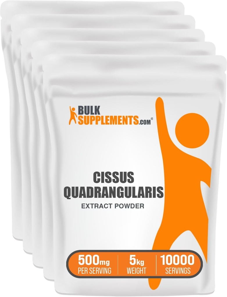 BulkSuplementos.com Cissus Quadrangularis Extract Powder - Cissus Quadrangularis Supplement, Herbal Supplement - Gluten Free, 500mg por serviço, 1kg (2,2 lbs) (Pacote de 5)
