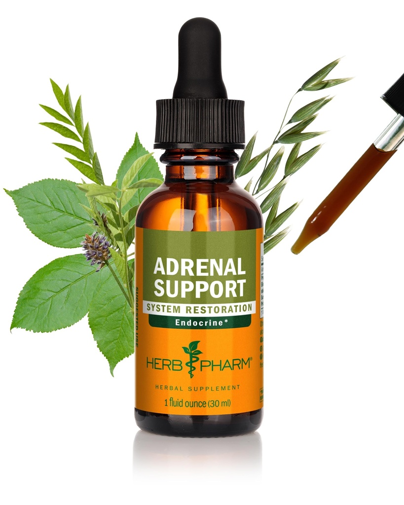Herb Pharm Adrenal Suporte Fórmula líquida de ervas com Eleuthero e extratos líquidos de alcaçuz - 1 onça