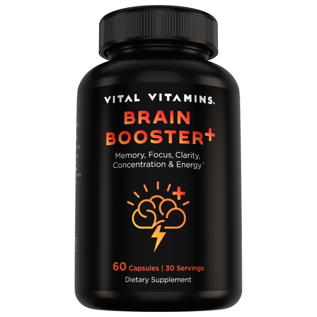 Vitaminas Vitais Suplemento Cerebral Nootrópico Plus - para Memória, Foco, Concentração, Energia Neuro, Claridade - com Cogumelos de Mane de Leão - 60 Cápsulas