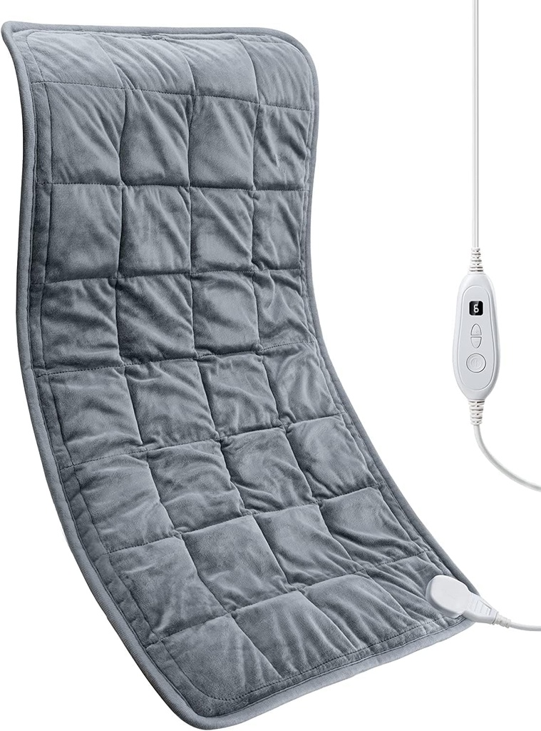 Almofada de aquecimento ponderado 17''x 33" XXXL Almofada de aquecimento elétrico para alívio da dor nas costas, 5LBS com 6 configurações de calor 2H Auto-Off Almofada de calor para braços ombros Pernas Cães laváveis