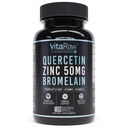 Quercetin com Bromelain 500mg Cápsulas, Suporta Resposta Imunitária, Conforto Conjunto, e Bem-Estar Geral - Vitamina C, Zinc 50mg, e Vitamina D3 5000 UI - Comprimidos de Saúde Imunidade