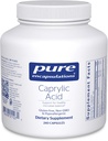 Encapsulamentos puros Ácido caprílico   , Suplemento para Gut e Saúde Digestiva, Equilíbrio GI, Suporte Gastrointestinal, e Saúde intestinal * 240 Cápsulas