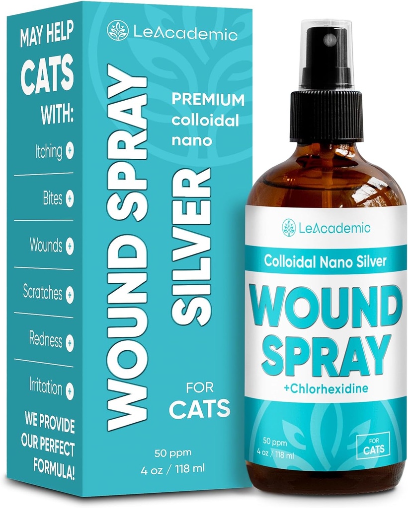 Spray de cuidado de ferida de gato é perfeito com cone de gato . Nano Prata + clorexidina na composição .. Mordidas, Arranhões, vermelhidão, irritação e suturas após a cirurgia ..