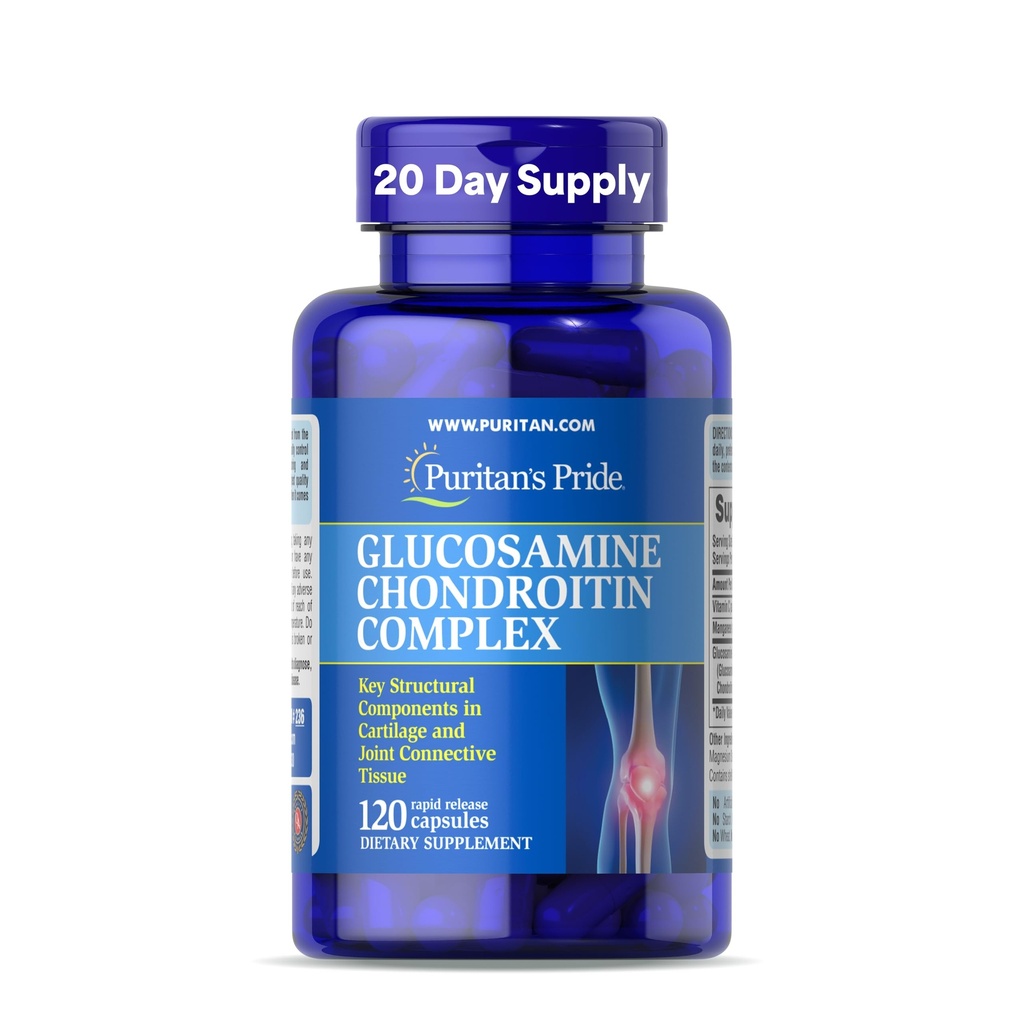 Puritan's Pride Glucosamine Chondroitin Complex para Mulheres e Homens, Suplemento Dietário para Saúde Conjunta, 120 Cápsulas de Libertação Rápida