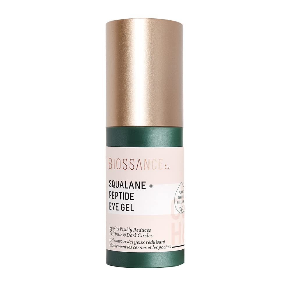 Biossance Squalane + Peptide Eye Gel - Ultra-Hydrating Under Eye Cream - Reduz Puffiness & Dark Circles - Wrinkles Repair Moisturizer - Anti Envelhecimento e Hydrating, Day & Night Cream - 0.5 onças