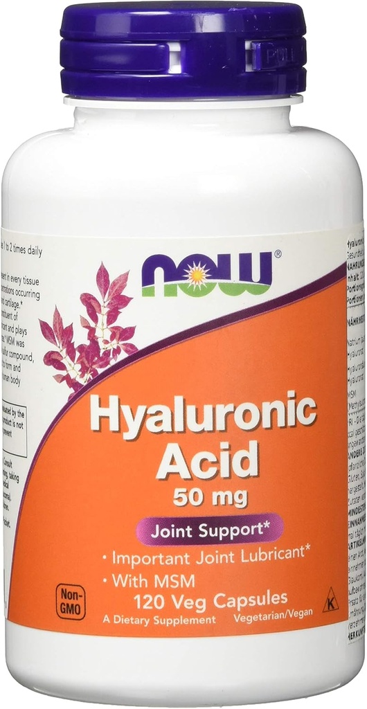 Now Foods - Ácido Hialurônico com 50 mg de HSH. - 120 Cápsulas Vegetarianas