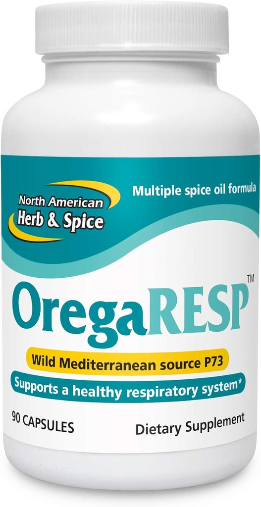 North American Herb & Spice OregaResp - 90 Cápsulas Veggie - Imune & Respiratory Health - Cumin, Sage, Óleo de Orégano - Seguro para Crianças e Animais de estimação, Não-GMO - 90 Total Servings