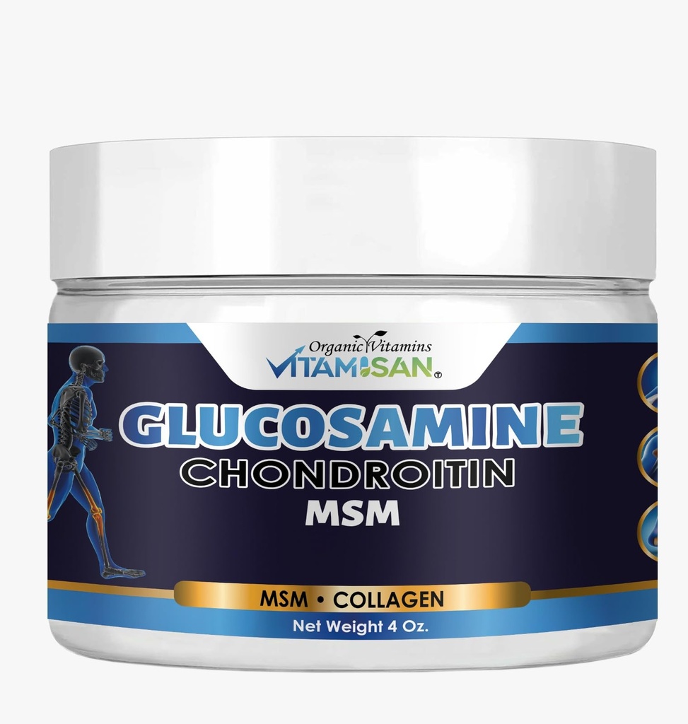 VITAMISAN Premium Glucosamina Orgânica & Creme de Condroitina com HSH, Arnica, & Colágeno